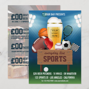 Sports Bar Event Promo Menu add photo and logo Invitation