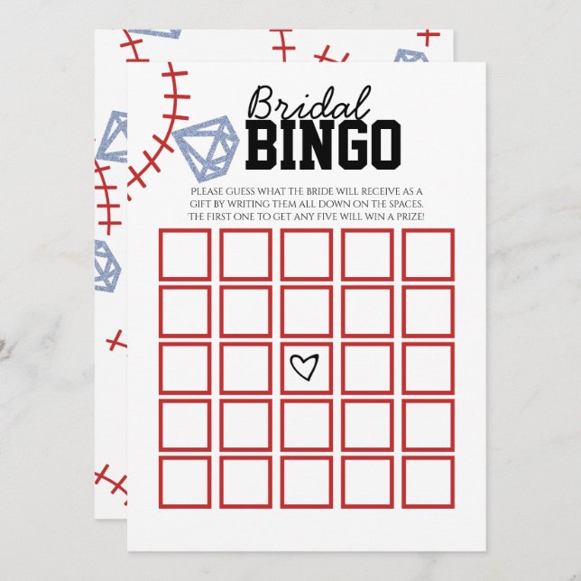 Sports Baseball Homerun Glitter Bridal Shower Game Invitation (Front/Back)