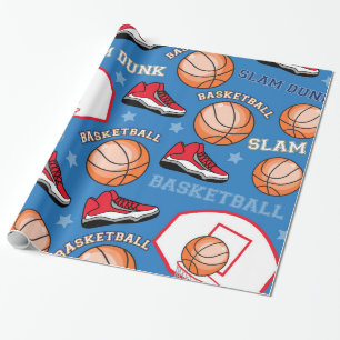 SPORTS Basketball Slam Dunk Fun Athlete Pattern Wrapping Paper