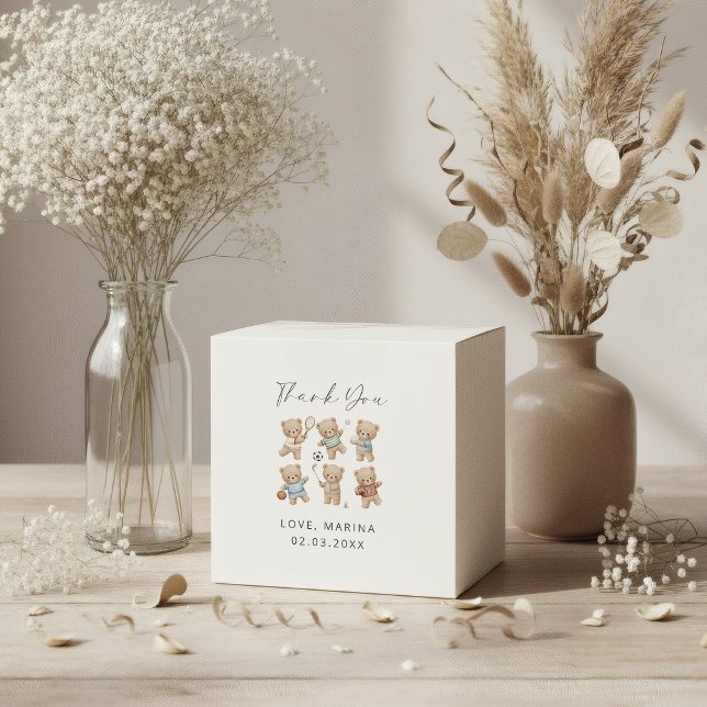 Sports bear baby shower, we can bearly wait favour box (sport bear favor box)
