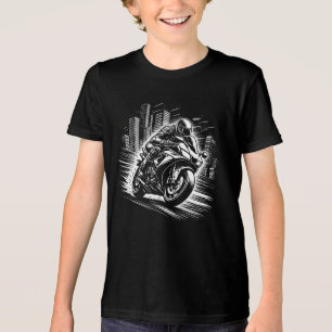 Sports Bike Night Ride Through City Streets Tri-Blend Shirt
