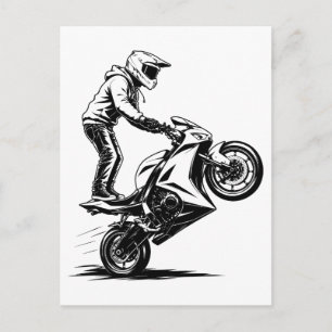 Sports Bike Stunt Holiday Postcard