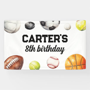 Sports Birthday Banner Backdrop