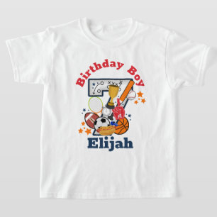Sports Birthday Boy All Star Seventh Birthday T-Shirt