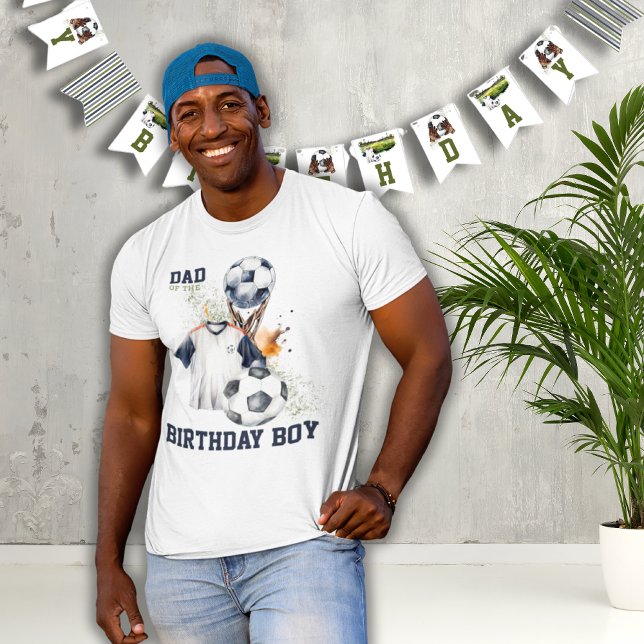 Sports Birthday Dad Shirt (Green Blue Soccer Birthday Party Dad of the Birthday Boy T-shirt)