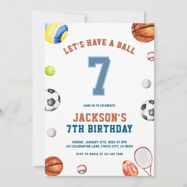Sports Birthday Let’s Have a Ball  Invitation (Front)