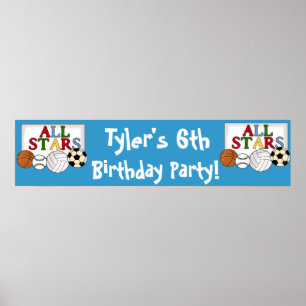 Sports Birthday Party Banner Poster