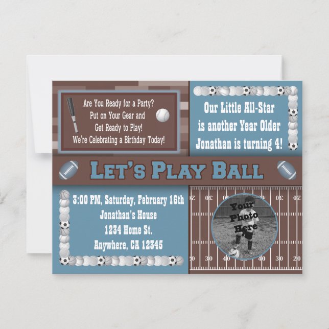 Sports Birthday Party Invitations (Front)