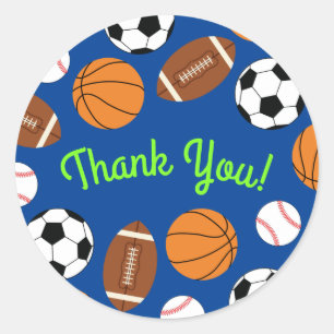 Sports Birthday Party Kids Cute Classic Round Sticker