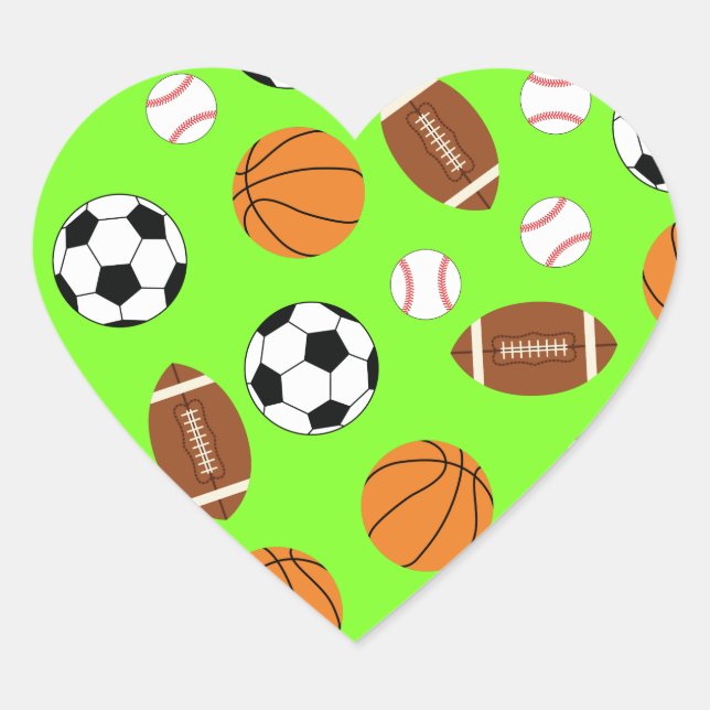Sports Birthday Party Kids Cute Heart Sticker (Front)