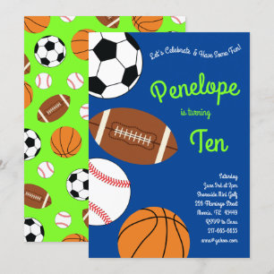 Sports Birthday Party Kids Cute Invitation
