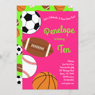 Sports Birthday Party Kids Cute Invitation