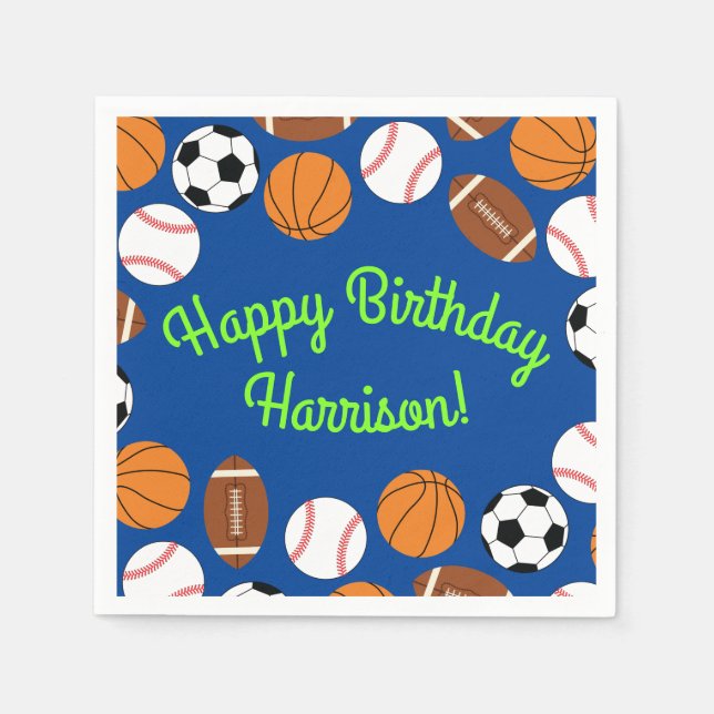 Sports Birthday Party Kids Cute Napkin (Front)