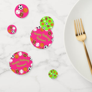 Sports Birthday Party Kids Cute Pink Girls Confetti