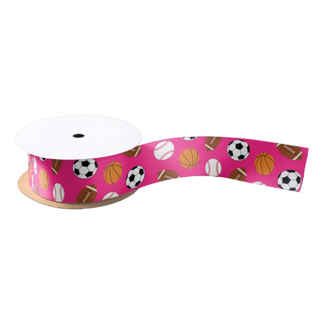 Sports Birthday Party Kids Cute Pink Girls Satin Ribbon (Spool)