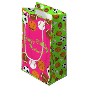 Sports Birthday Party Kids Cute Pink Girls Small Gift Bag