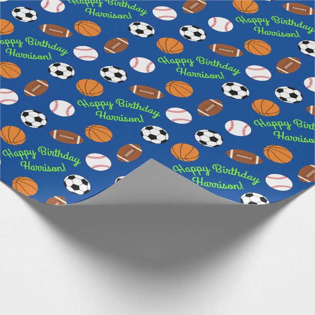 Sports Birthday Party Kids Cute Wrapping Paper (Corner)