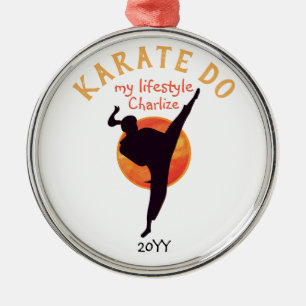 Sports Black Silhouette Martial Arts Japan Karate Metal Tree Decoration
