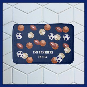 Sports Blue or Choose Your Colour Personalised Bath Mat