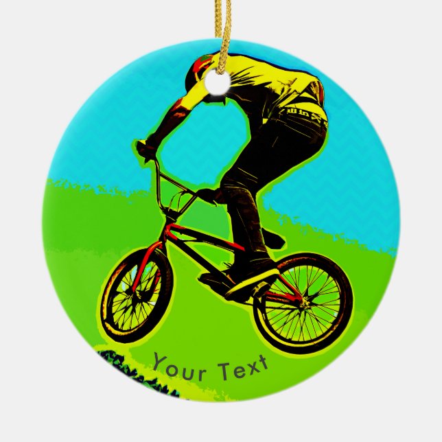 SPORTS BMX Bicycle Stunts Ceramic Tree Decoration (Front)
