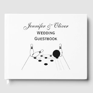 Sports Bowling Ball and Pins Guest Book