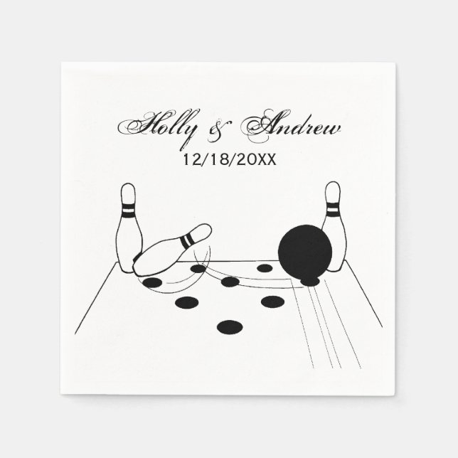 Sports Bowling Ball and Pins Napkin (Front)