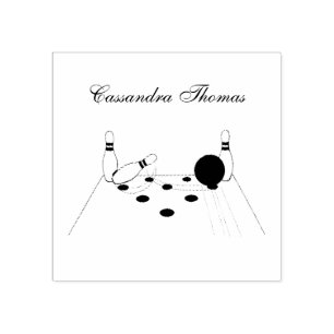 Sports Bowling Ball and Pins Rubber Stamp