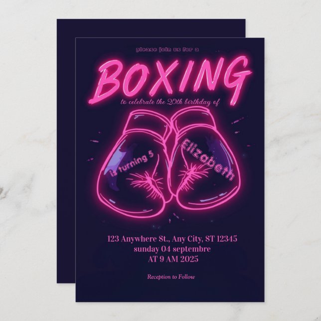 sports boxing birthday invitation (Front/Back)