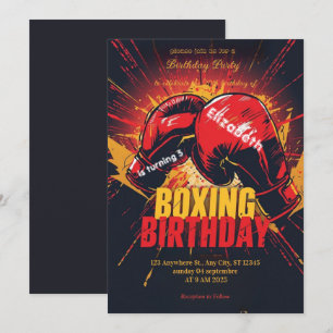 sports boxing birthday invitation