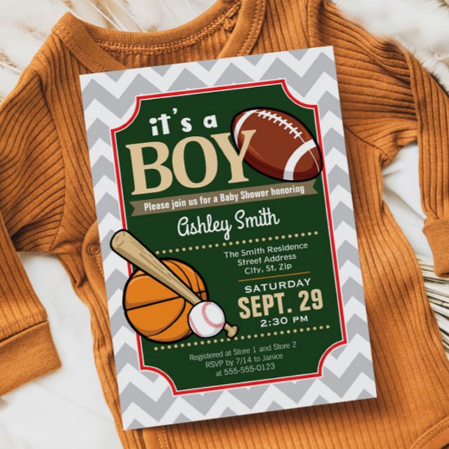 Sports Boy Baby Shower Invitation (Creator Uploaded)