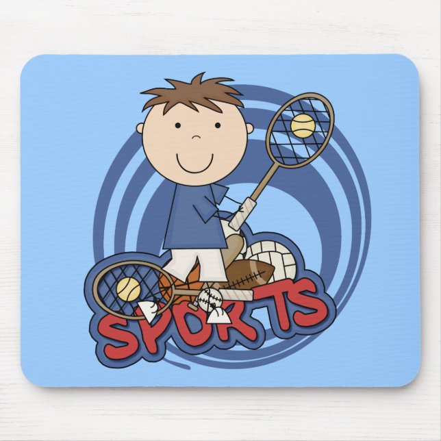 Sports Boy Tennis T-shirts and Gifts Mouse Mat (Front)