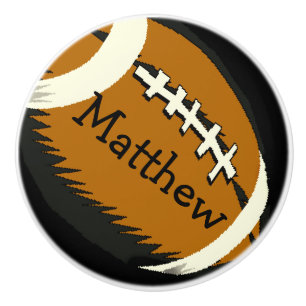 Sports Brown and Black Football Ceramic Knob