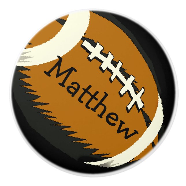 Sports Brown and Black Football Ceramic Knob (Front)