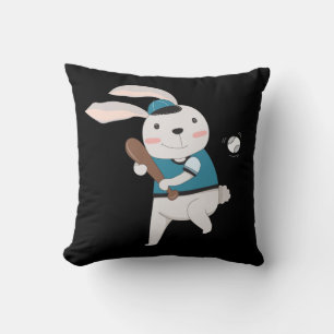 Sports Bunny Rabbit Baseball T-Ball Little League Cushion