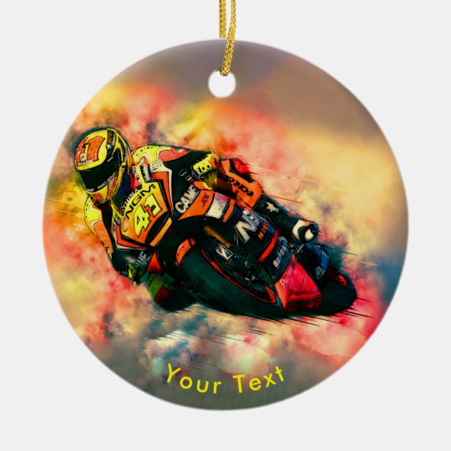 SPORTS Burning Cloud Motorcycle Racing Ceramic Tree Decoration (Front)