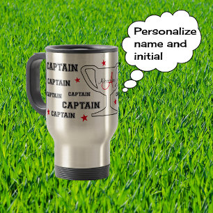Sports captain Monogram name personalised Travel Mug