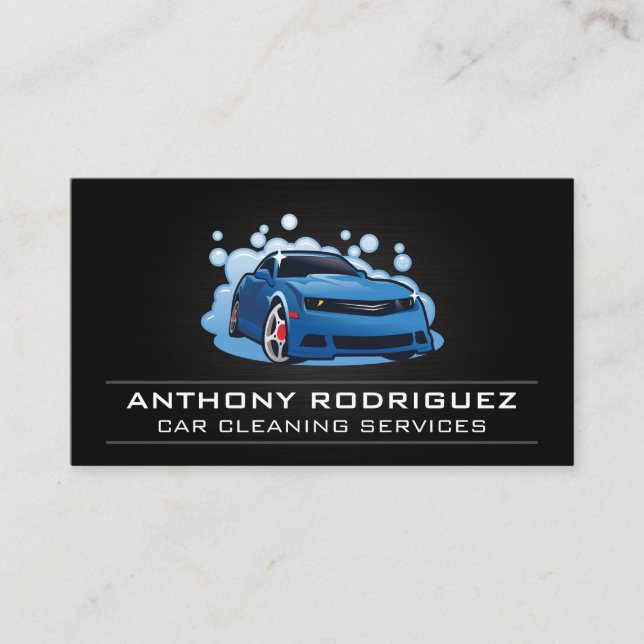 Sports Car and Bubbles Logo Business Card (Front)