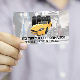 Sports Car and Tires Mechanic Working Business Card