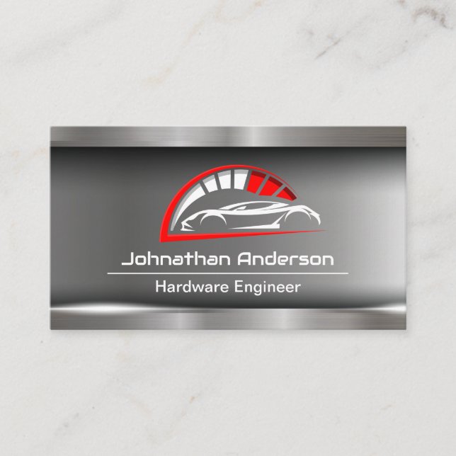 Sports Car | Auto Logo | Metallic Background Business Card (Front)