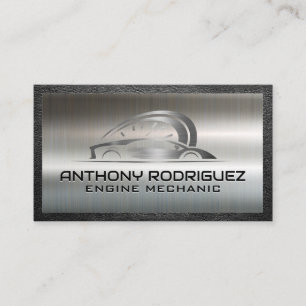 Sports Car Auto Logo   Metallic Brushed Business Card