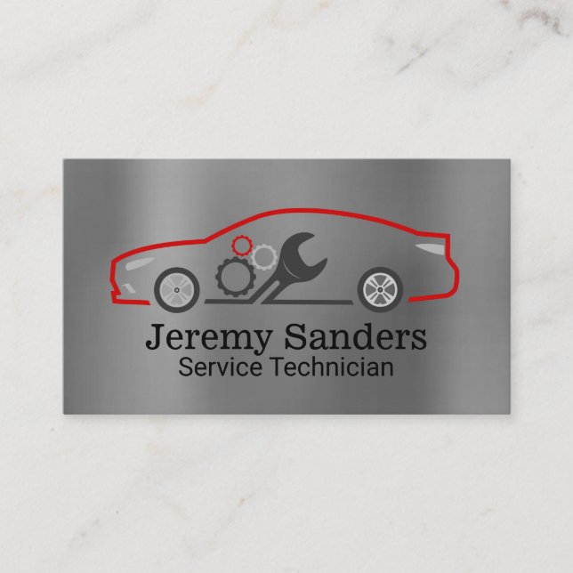 Sports Car Auto Servicemen | Wrench Gears Business Card (Front)