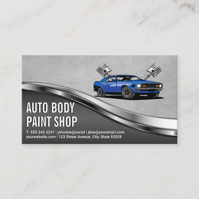 Sports Car | Auto Services | Pistons Business Card (Front)