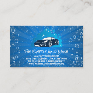 Sports Car Auto Wash Logo Soap Bubbles Business Card