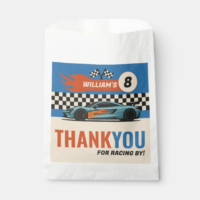 Sports Car Boys Birthday Thank You  Favour Bags (Front)
