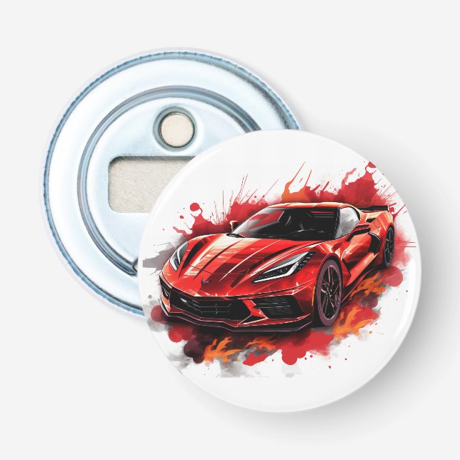 Sports Car Button Bottle Opener (Front)