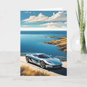 Sports Car by the Sea Father's Day Card