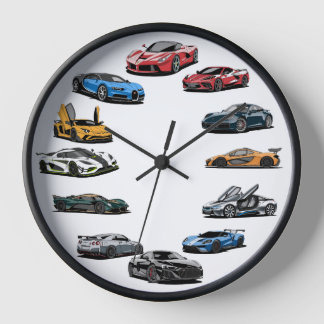 Sports car cartoon style wall clock
