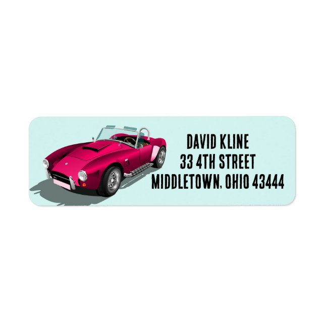 SPORTS CAR CONVERABLE RETURN ADDRESS LABELS (Front)