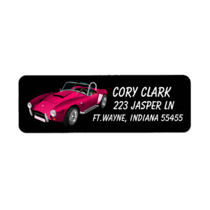 SPORTS CAR CONVERTABLE PINK RETURN ADDRESS LABELS