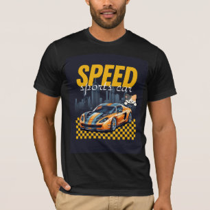 Sports car & cute cat design t-shirt